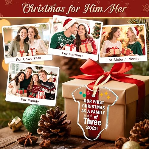 Miniatura 5 de Regalos para la familia adorno de cristal para bebé, recuerdo de vacaciones para nuevos padres, regalo perfecto de Navidad o Año Nuevo para familia