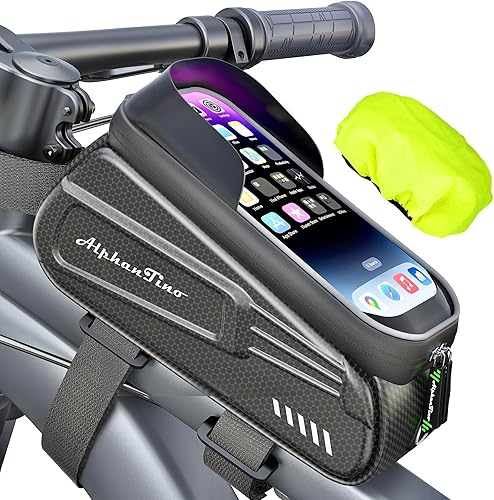 Bolsa para Soporte de Teléfono para Bicicleta Alphantino - Estuche Rígido Impermeable de Gran Capacidad para Tubo Superior, Marco Frontal de