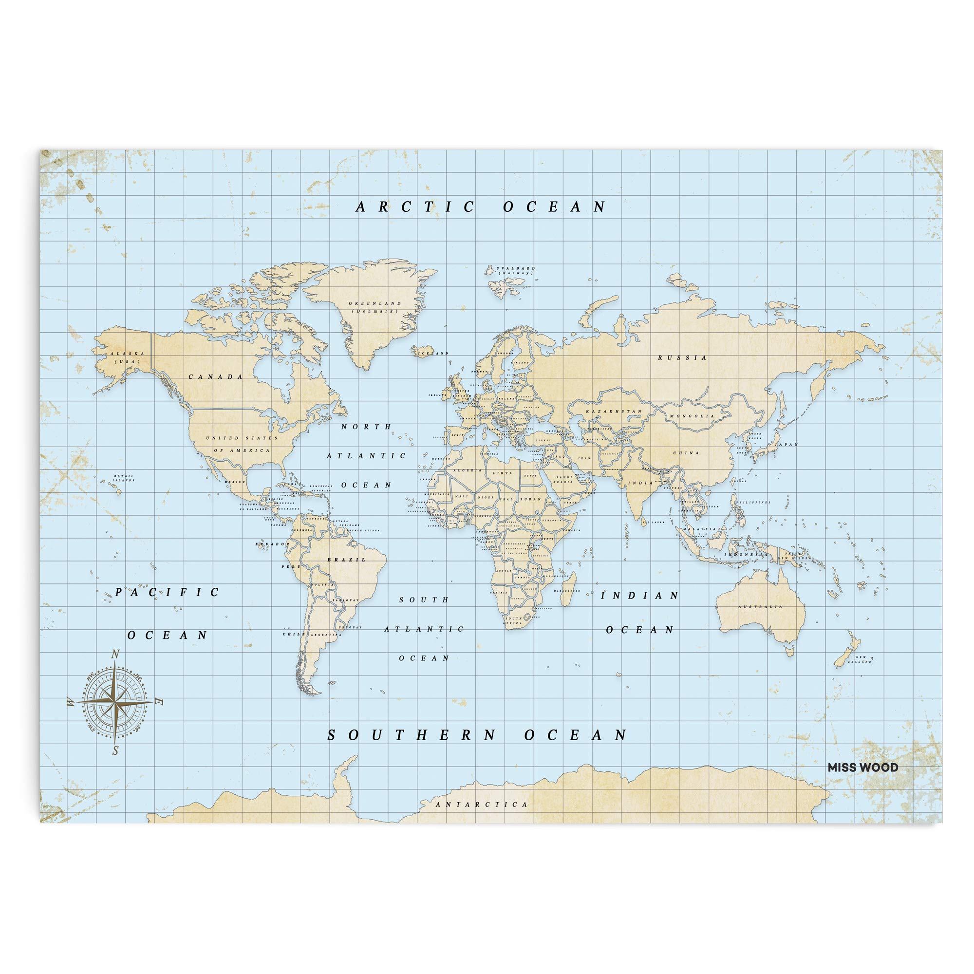 Wereldkaart kurk XL Vintage 90 x 60cm