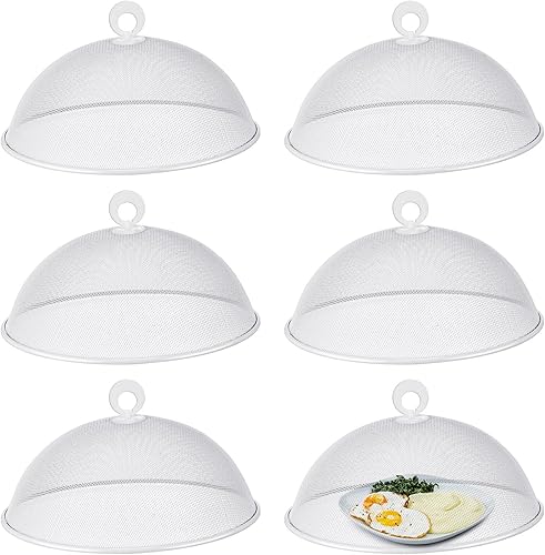 Gerrii 6 cubiertas de malla metálica para alimentos, tiendas de campaña de malla para exteriores, cubiertas de placa de pantalla para platos llanos