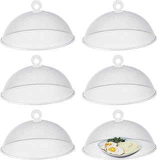 Gerrii 6 Pcs Metal Mesh Food Cover Outdoor Mesh Food Tents Dome Screen Plate Covers for Dinner Plates Reusable Fruit Fly Nets Picnic Umbrella for Table