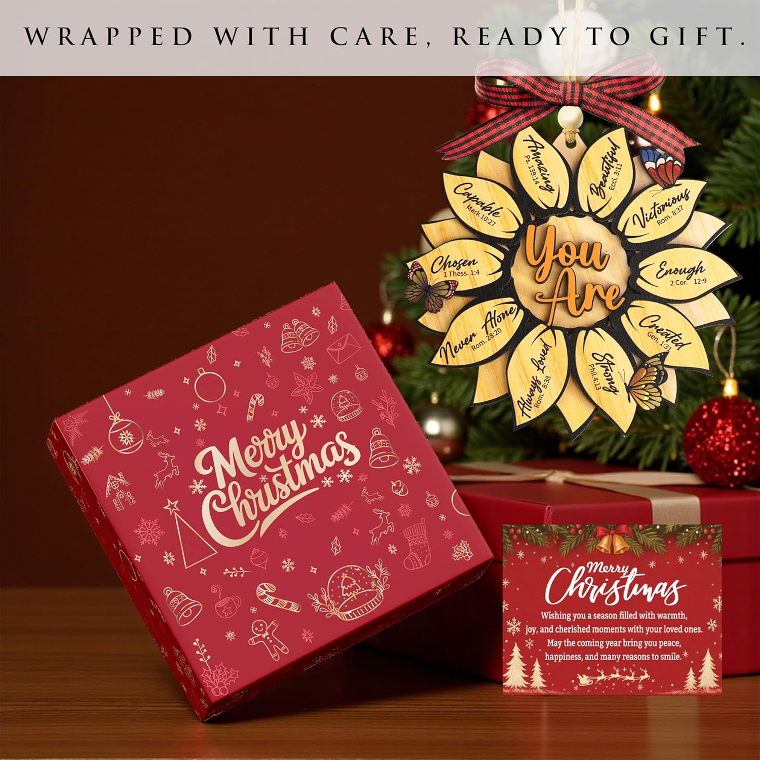 Christian Christmas Ornament 2025, Friendship Gifts for Women Friends, Religious Christmas Ornaments, Sunflower Gifts for Women, Bible Verse Jesus Inspirational Faith Ornament - Image 4