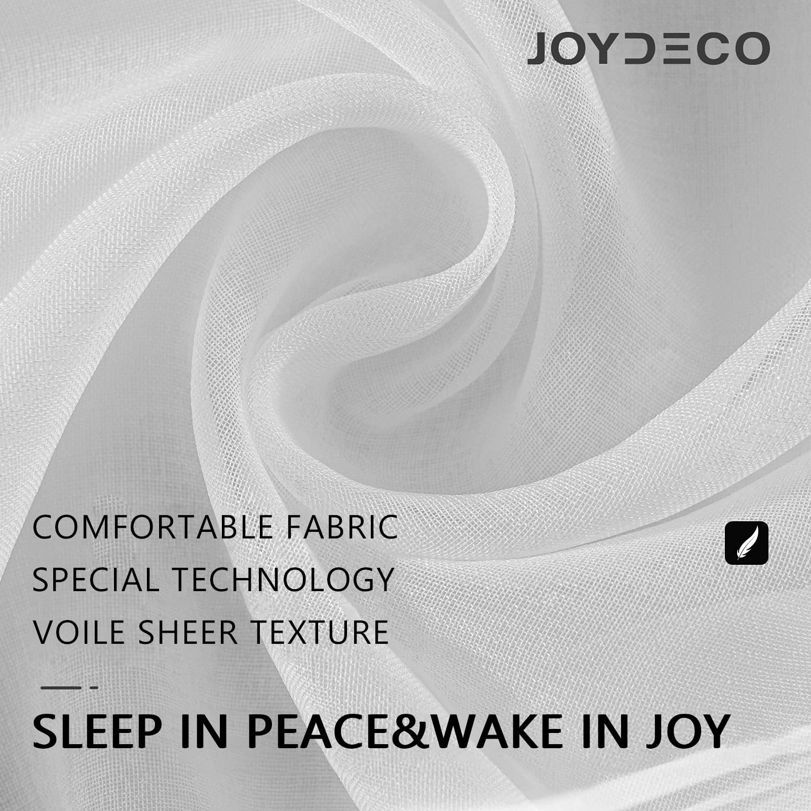 Joydeco Net Curtains for Windows 96 Inch Drop, 2 Panels - Image 2