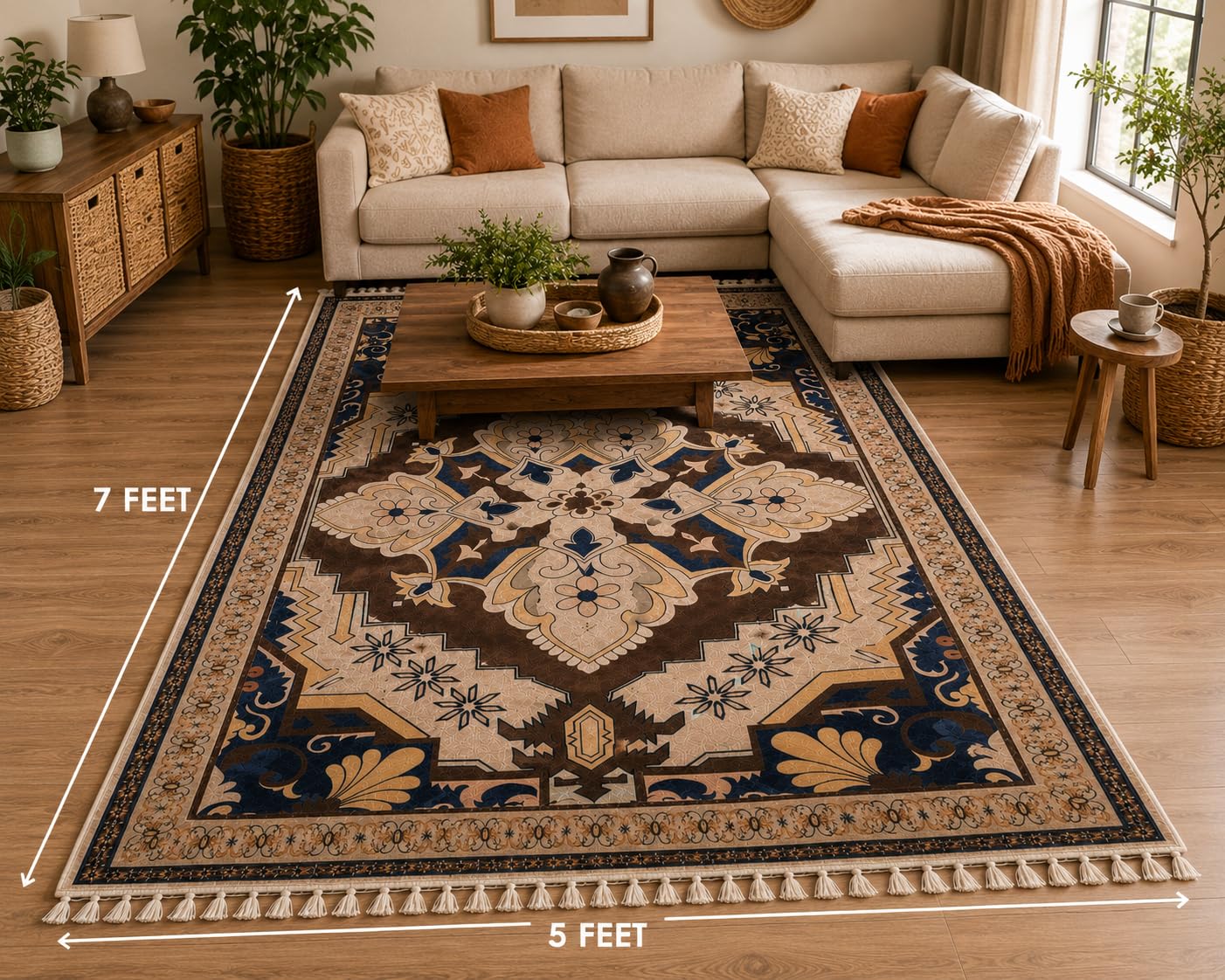 Multicolor Area Rug 5x7 - Anti-Slip & Washable -2