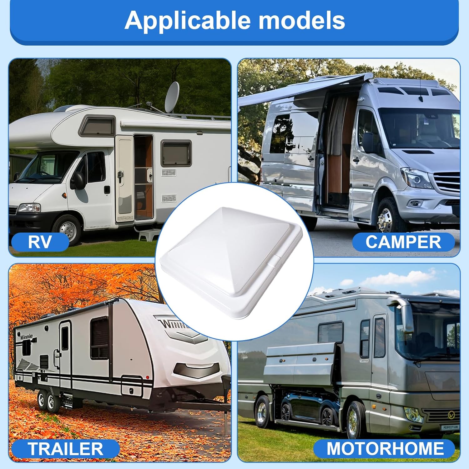 3Pcs Vent Cover for RV Roof Replacement, Enclosed Trailer, Camper, Motorhome 14" x 14" Roof Vent Cover, Vent Lid Fit Ventline (Prior to 2008), Elixir(Starting with 1994) and Newer, Easy to Install