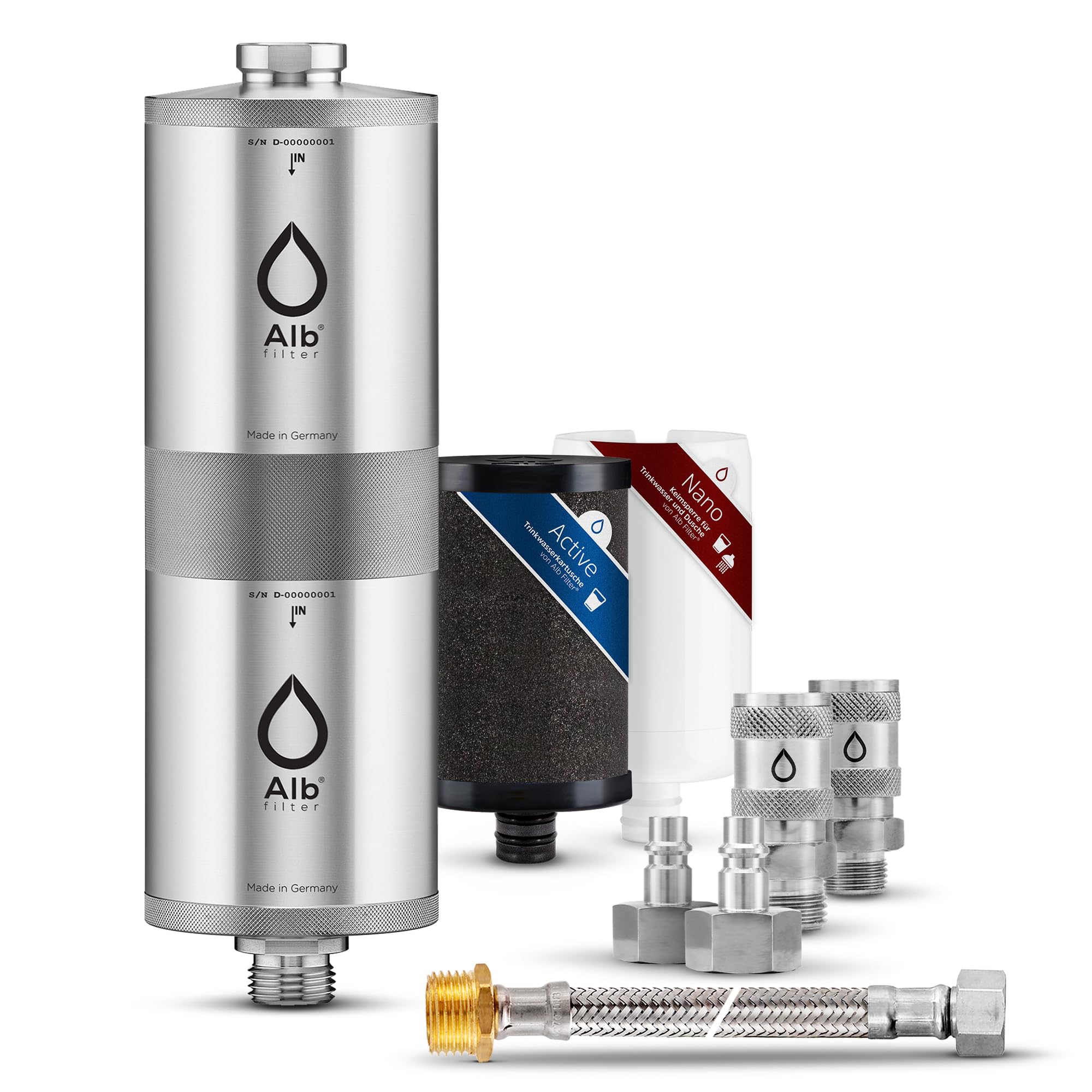 Alb Filter UNTERTISCH FUSION Wasserfilter Küche | Zweistufig gegen Schadstoffe & Keime bis 0,1 µm, Untertischfilter Küche, Anschluss-Set Schnellkupplung, Made in Germany