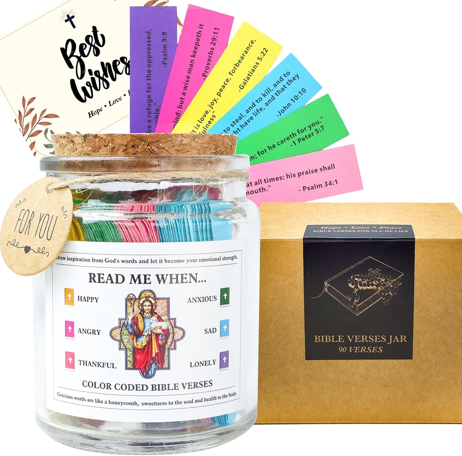 Read Me When You Need Hope & Strength: 90 Day Bible Verse Jar of Prayers & Scriptures for Daily Encouragement. Inspiring Christian Gift for Women, Catholic, Teens, Mom on Birthday or Christmas
