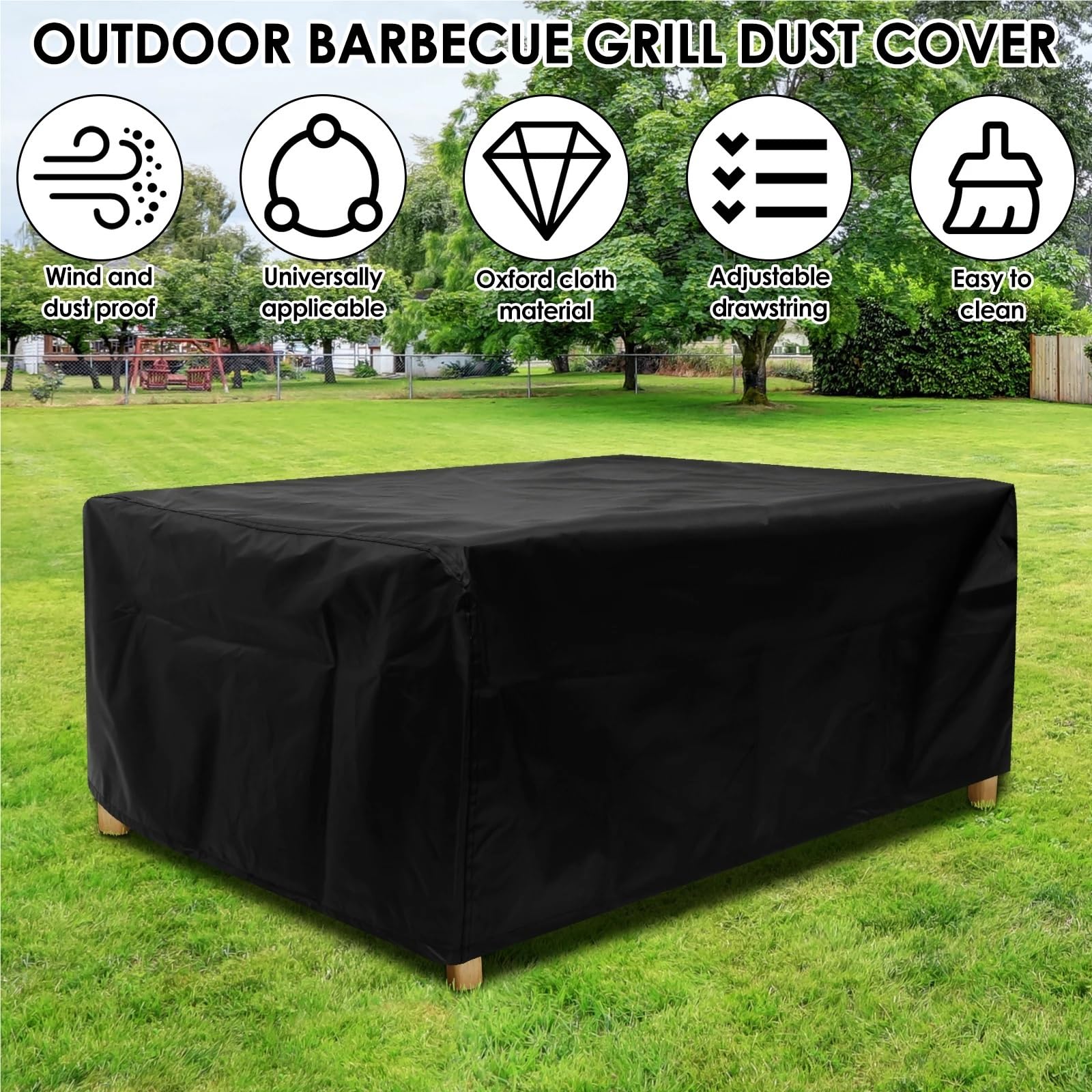 Funda for barbacoa de exterior, resistente al agua y polvo, tela Oxford, protectora for muebles jardín sala estar(90X90X40cm)