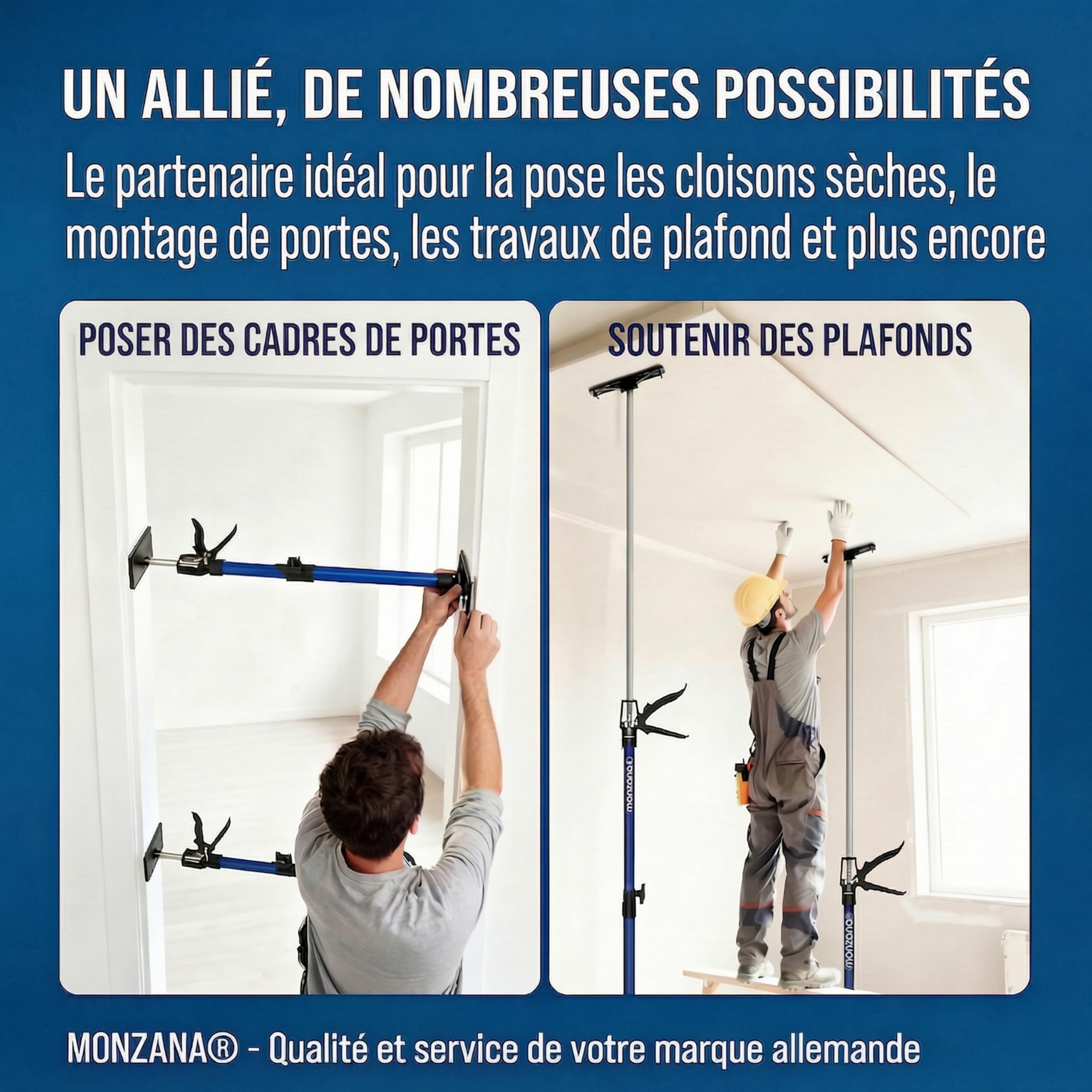 MONZANA® Set de 4 étai de porte/soutien acier réglable en hauteur 115-290cm max. 30kg bricolage atelier maison garage étai soutien télescopique