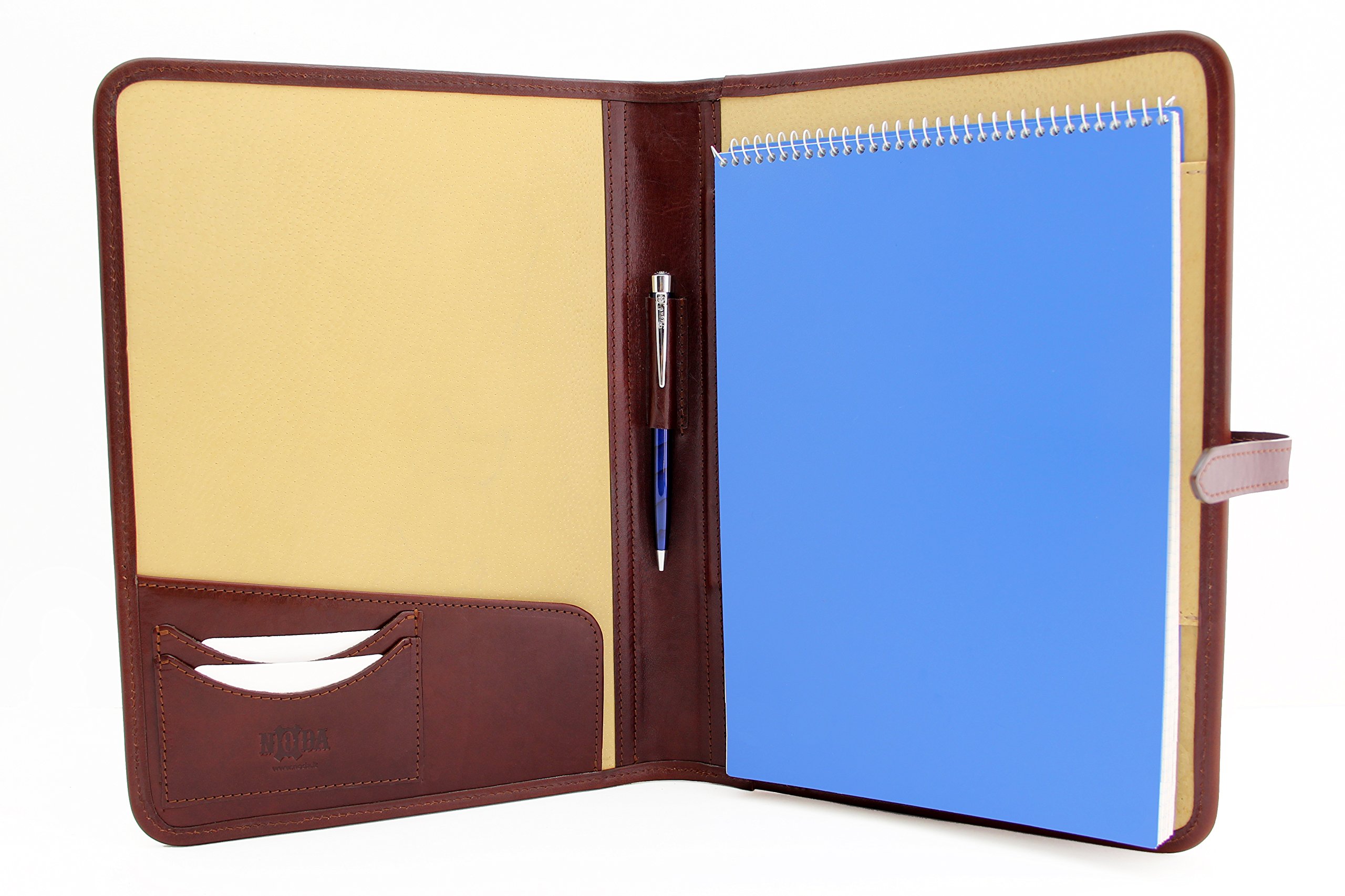 Carpeta de presentación profesional de piel italiana tamaño A4 para conferencias de negocios, carpeta de notas, cartera, funda de escritura marrón