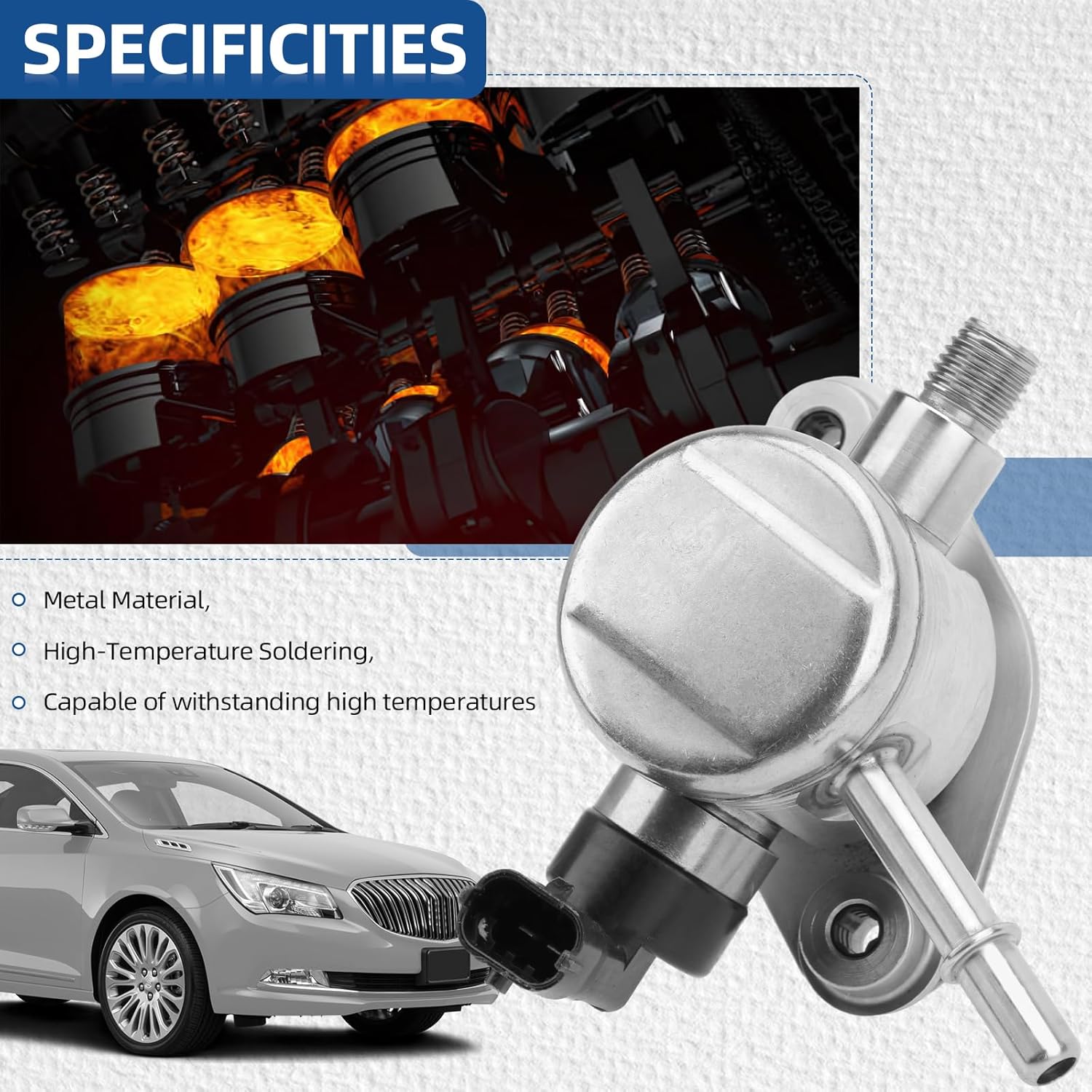 EP1028 12641847 High Pressure Fuel Pump Fit for 2010-2017 GMC Terrain & Captiva Sport, Buick LaCrosse, Verano, Regal & Chevrolet Equinox, Malibu, Impala, OEM # 12639694, HM10008