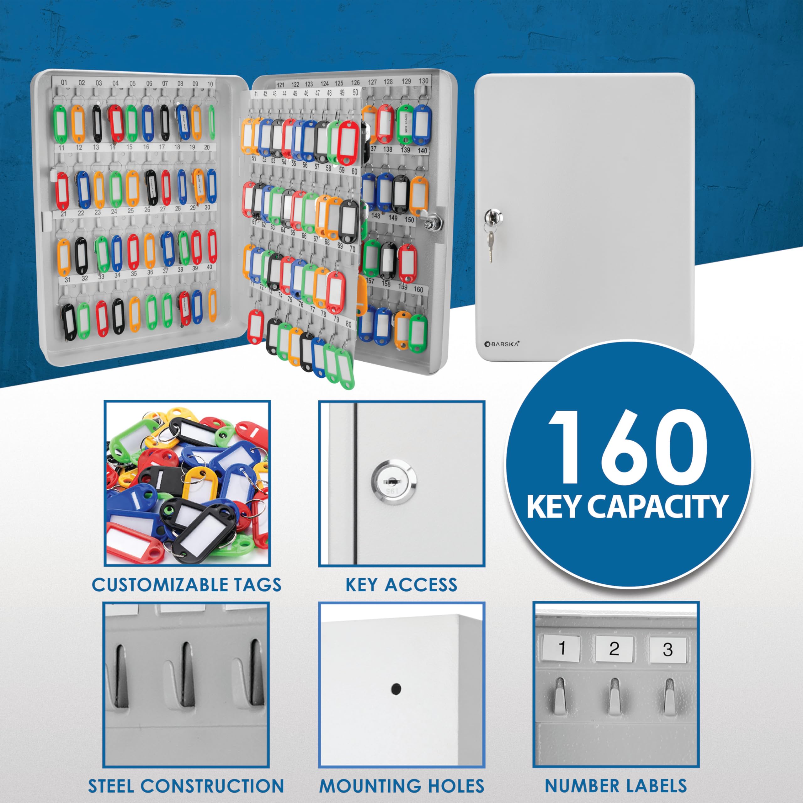 Barska 160 – Posición Key Lock Caja con Cerradura con Llave, Color Gris