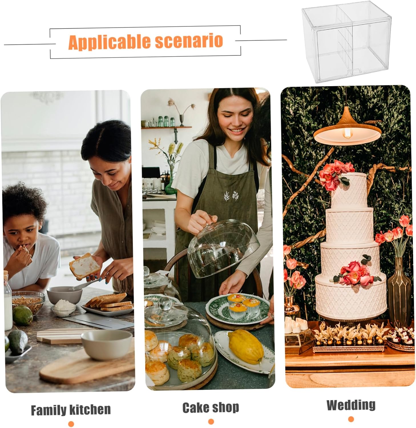 ULTECHNOVO Acrylic Bread Box Double-layer Storage Countertop Food Container Dishwasher Safe