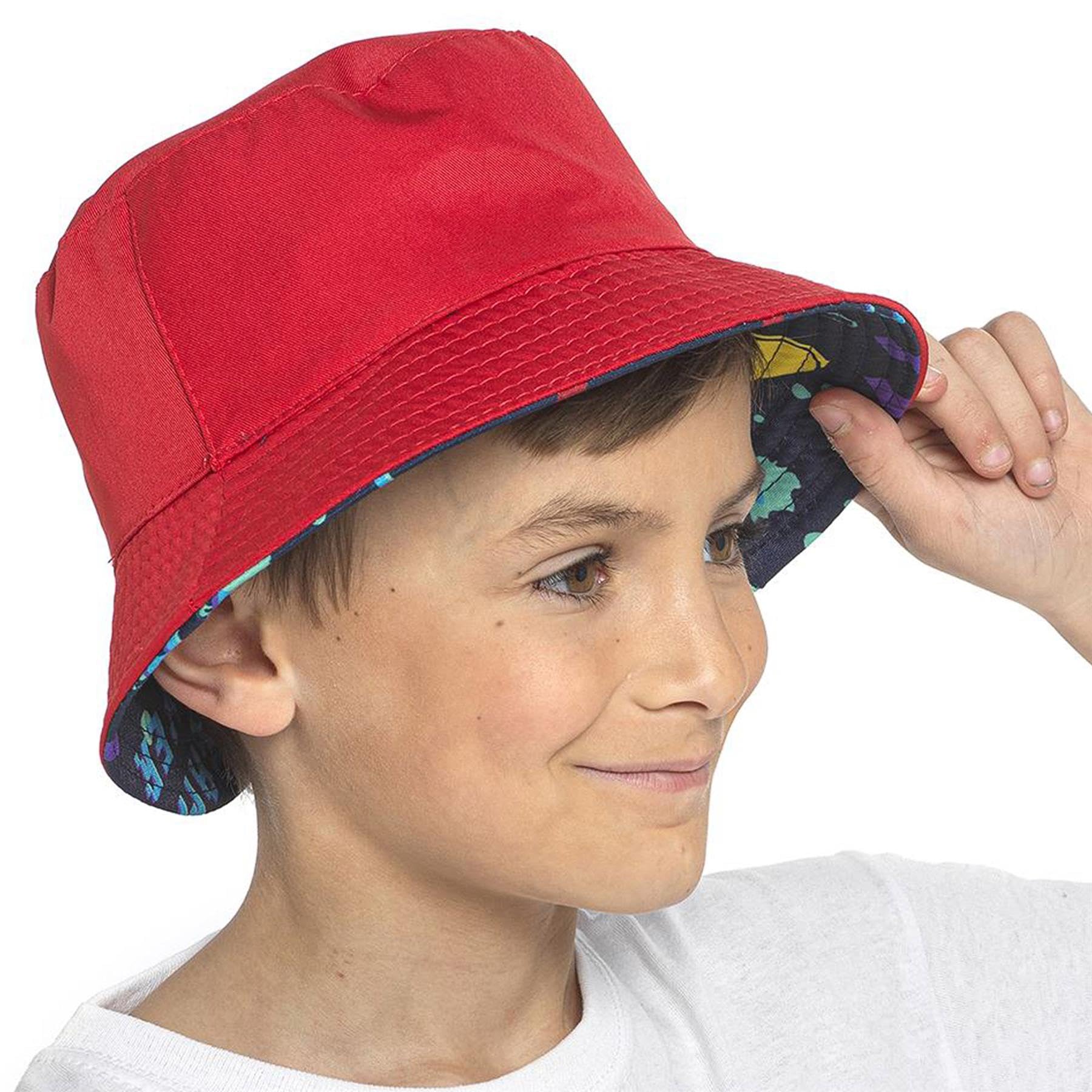 A2Z 4 Kids Girls Boys Red Bucket Hat World Book Day Fancy Dress Bucket Hat Kids Bear Red Hat Kids Summer Festivals Hats for Ages 3-10 Years