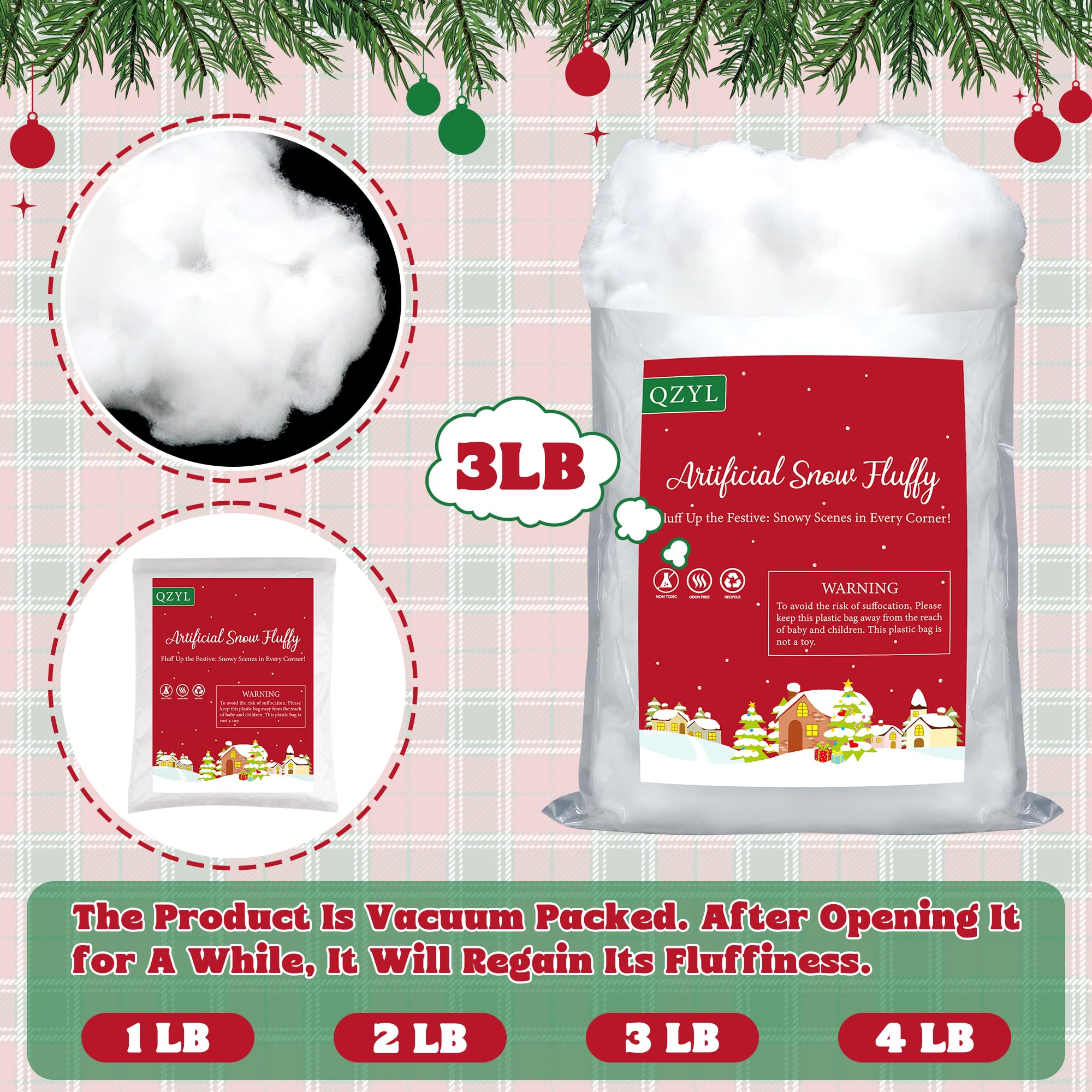 1,4 kg Weihnachten Fake Snow Decor Künstlicher Schnee Fake White Snow für Weihnachtsbaum Abdeckung Haus und Party Dekorationen