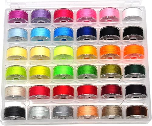 Miniatura 2 de Mandala Crafts 36 bobinas preenrolladas SA156 de colores surtidos para máquina de coser Singer -15J SA156 hilo de bobina precargado para máquina de