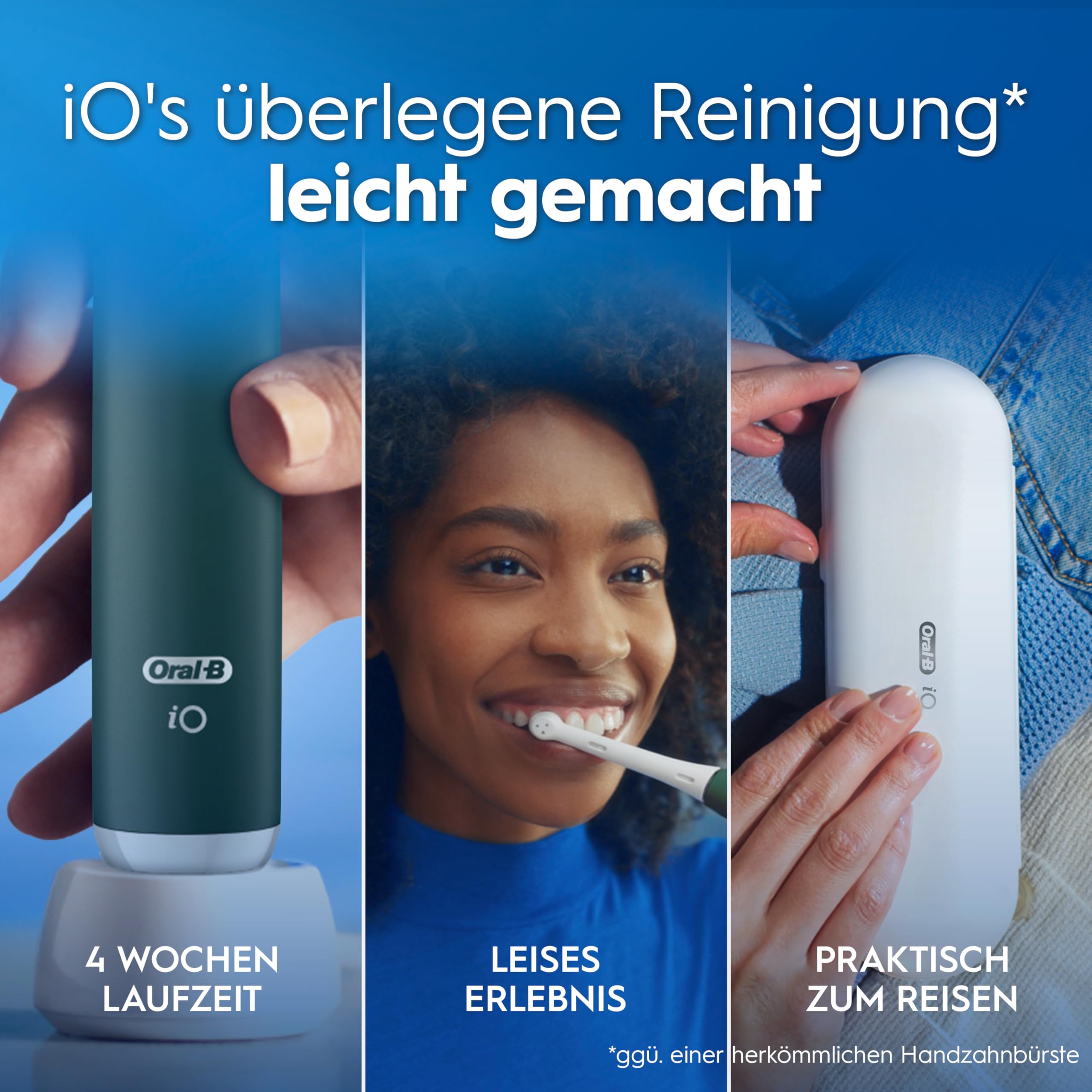Oral-B iO Series 2 Elektrische Zahnbürste, Grün | Inkl. 1 Aufsteckbürste, Reise-Etui, GUT GETESTET von STIFTUNG WARENTEST, Electric Toothbrush mit 3 Putzmodi für Zahnpflege