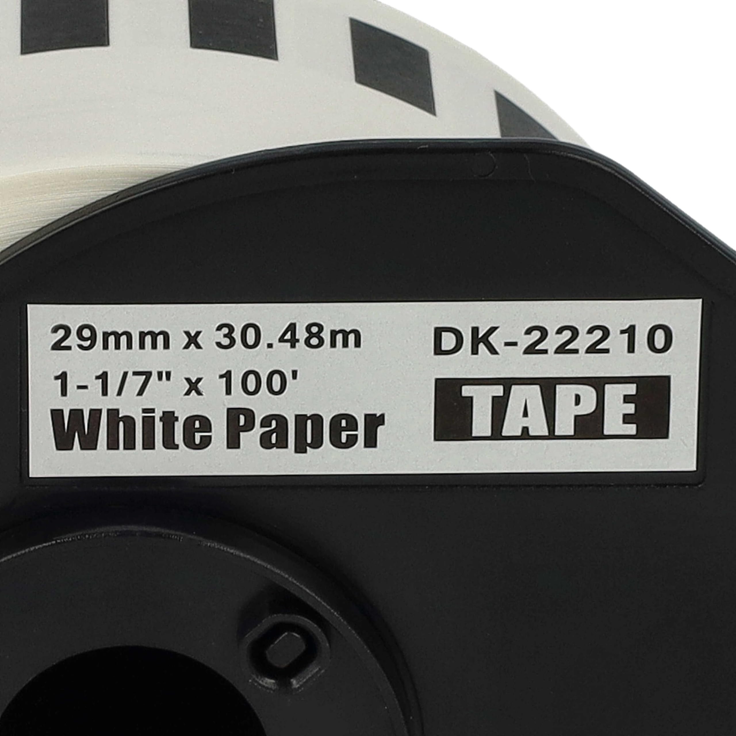 vhbw 10x rolka etykiet + uchwyt 29 mm x 30,48 m (1 etykieta) zamiennik dla Brother DK-22210 do etykieciarki