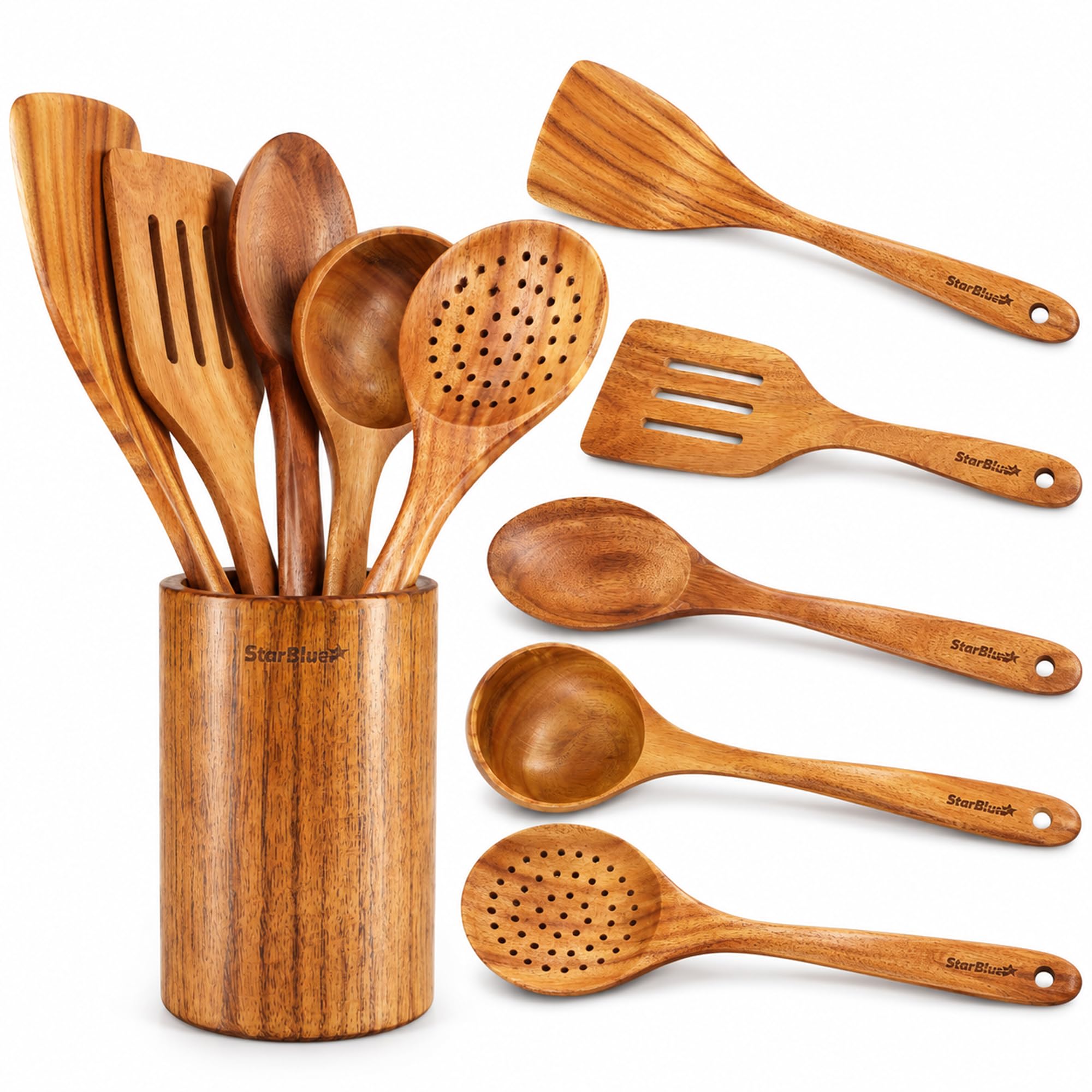 StarBlue Acacia Wooden Utensils Set 6 Pcs