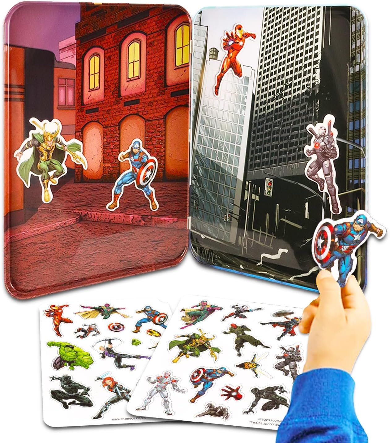 Avengers Kühlschrankmagnet-Set – Bundle mit 25 Kühlschrankmagneten für Kleinkinder, Kinder, Lernspielzeug plus Aufkleber, mehr | Avengers Magnetspielzeug für Jungen