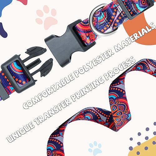 Miniatura 2 de Pawhuggies Juego de collar y correa de poliéster para perros de tamaño mediano, juego de collar y correa de perro con impresión de transferencia,