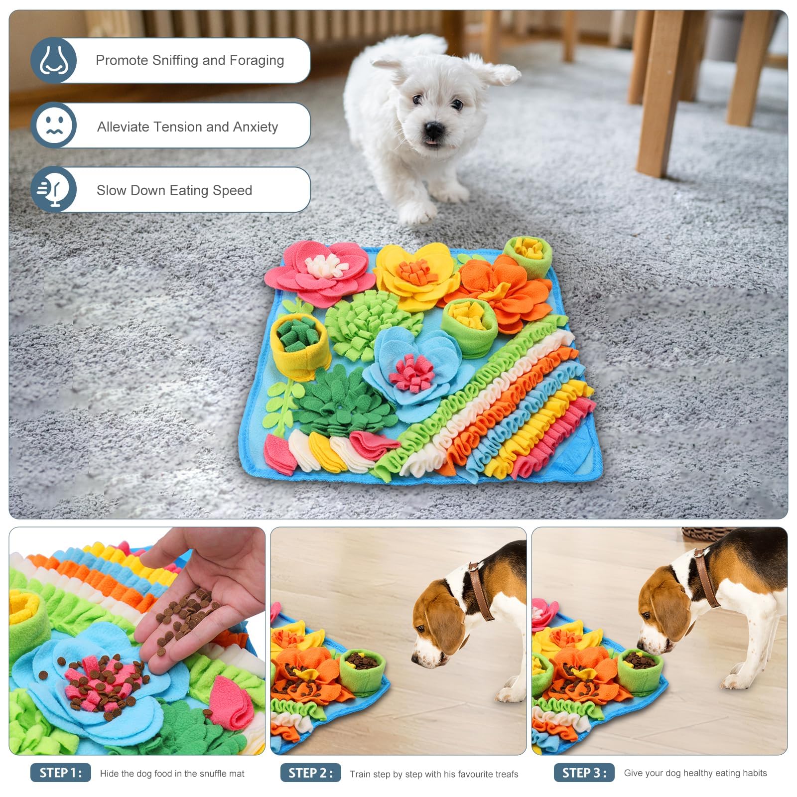 Ankilo Snuffle Mat for Dogs Dog Snuffle Mat, Interactive Feeding Game Reduces Boredom and Anxiety - Image 2