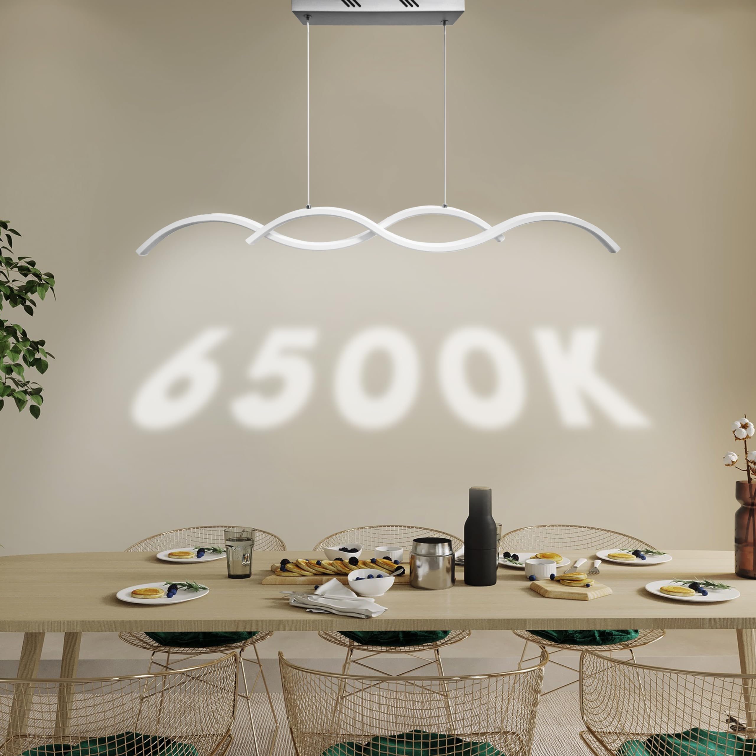 MAKA Lampadario a Led da Soffitto | 25W, 6500K Bianco Freddo | Pendente a Sospensione Moderno per Cucina, Salotto, Camera Letto, Ingresso, Bagno, Ufficio