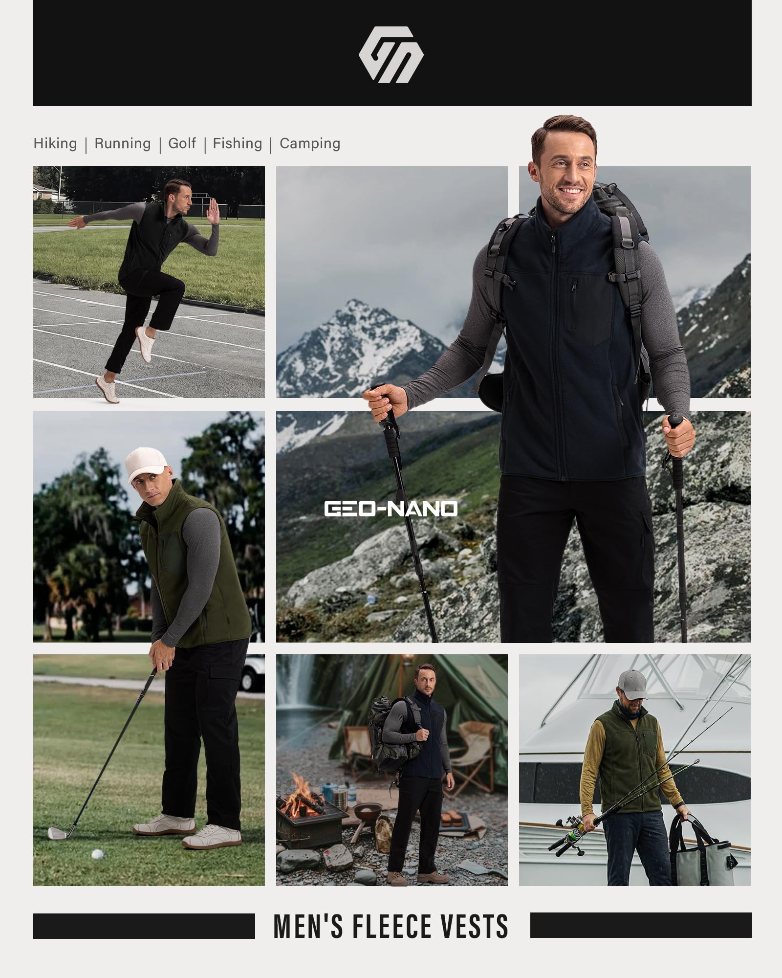 Herren Fleeceweste mit Sherpa-Futter Warme Ärmellose Jacke | Winddichte Thermoweste mit Stehkragen Outdoor Arbeitsweste 5 Taschen Full Zip Bodywarmers für Wandern Radfahren Angeln