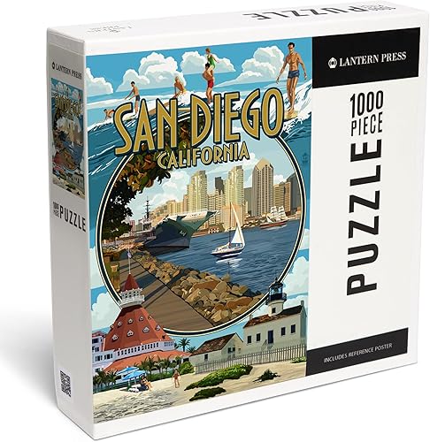 Lantern Press Rompecabezas de 1000 piezas, San Diego, California, montaje