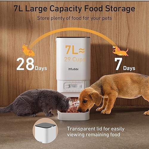 Miniatura 3 de Comedero automático para gatos, 7 L29 tazas, con bolsa desecante, 1-6 comidas, ideal para alimentos secos de 0.79 a 0.59 pulgadas, adecuado para