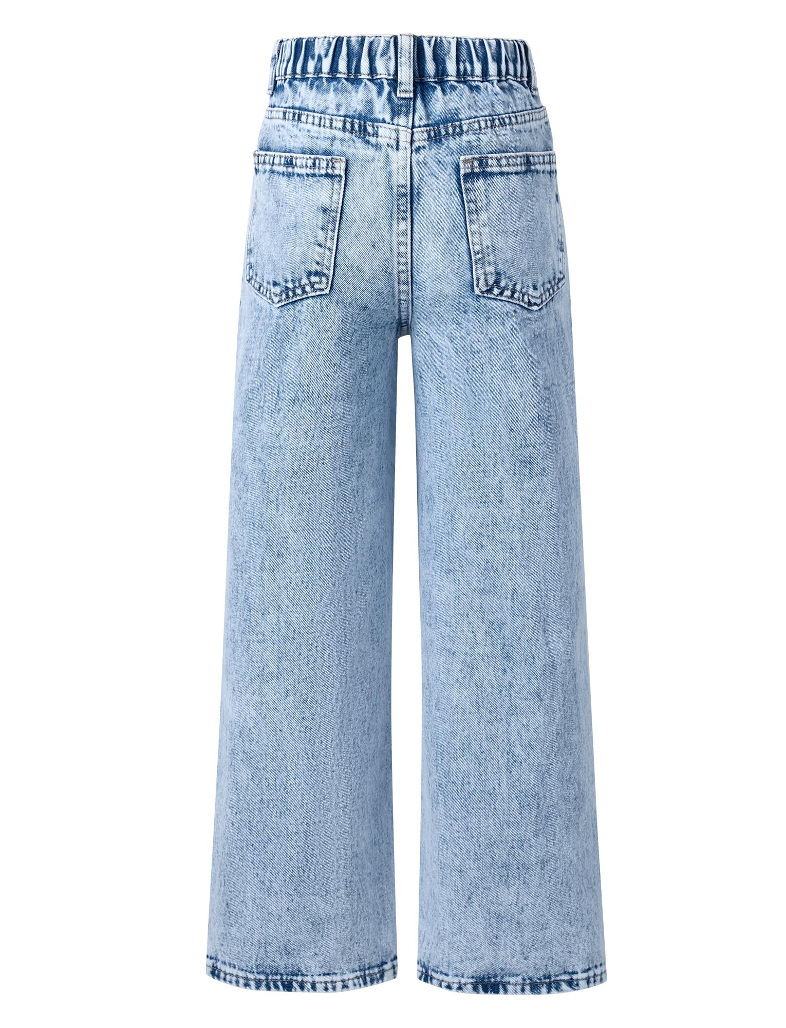 FEOYA Pantalones Vaqueros Niña Infantil Baggy Jeans con Agujeros Casuales Cintura Elástica 5-14 Años
