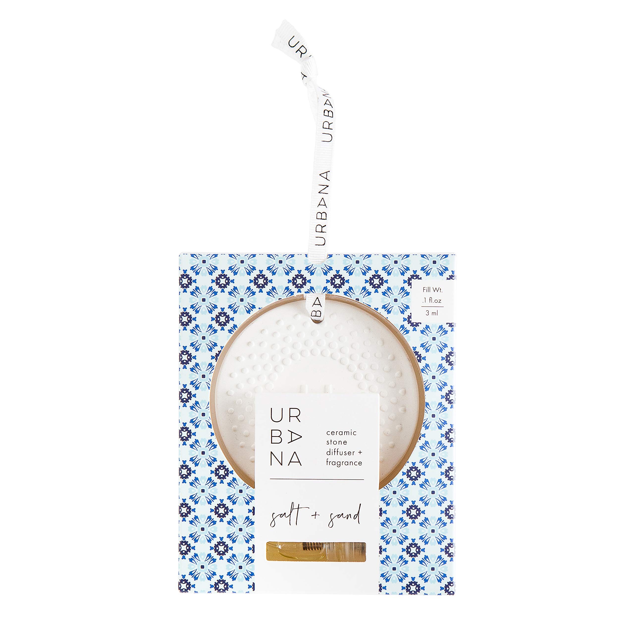 Urbana Pre de Provence Collection Scented Ceramic Stone Diffuser + Mini Fragrance Oil Spray (0.1oz) - Salt + Sand