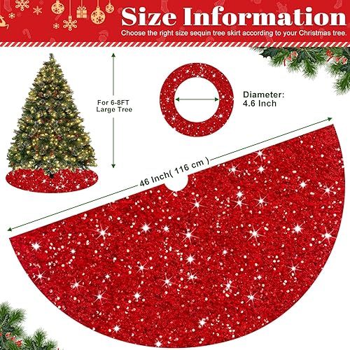 Miniatura 48 de FOTSHARER Falda de árbol azul pequeña de 21 pulgadas, falda de árbol de Navidad con lentejuelas con purpurina, tapete grueso de terciopelo