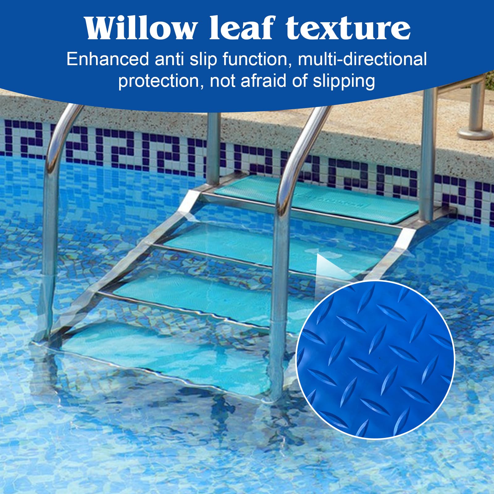 3 unidades de alfombrilla para escalera de piscina: 90 x 23 cm, alfombrilla protectora para piscina, alfombrilla antideslizante con textura antideslizante para pasos, escaleras, escaleras