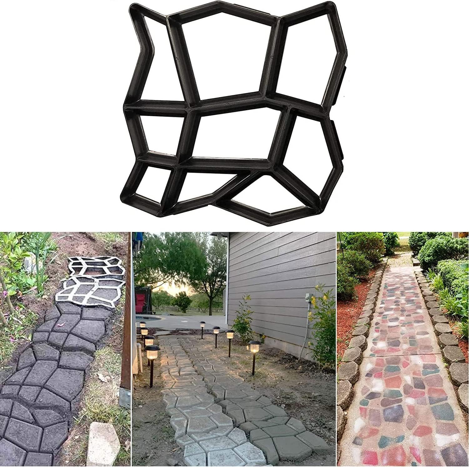 DIY Walk Maker Concrete Molds Plastic Paving Moulds Path Maker Mold for Tile Reusable Mould Concrete Cement Stone Walk Paving Stepping Stones Paver Pavement for Garden Home Yard Lawn
