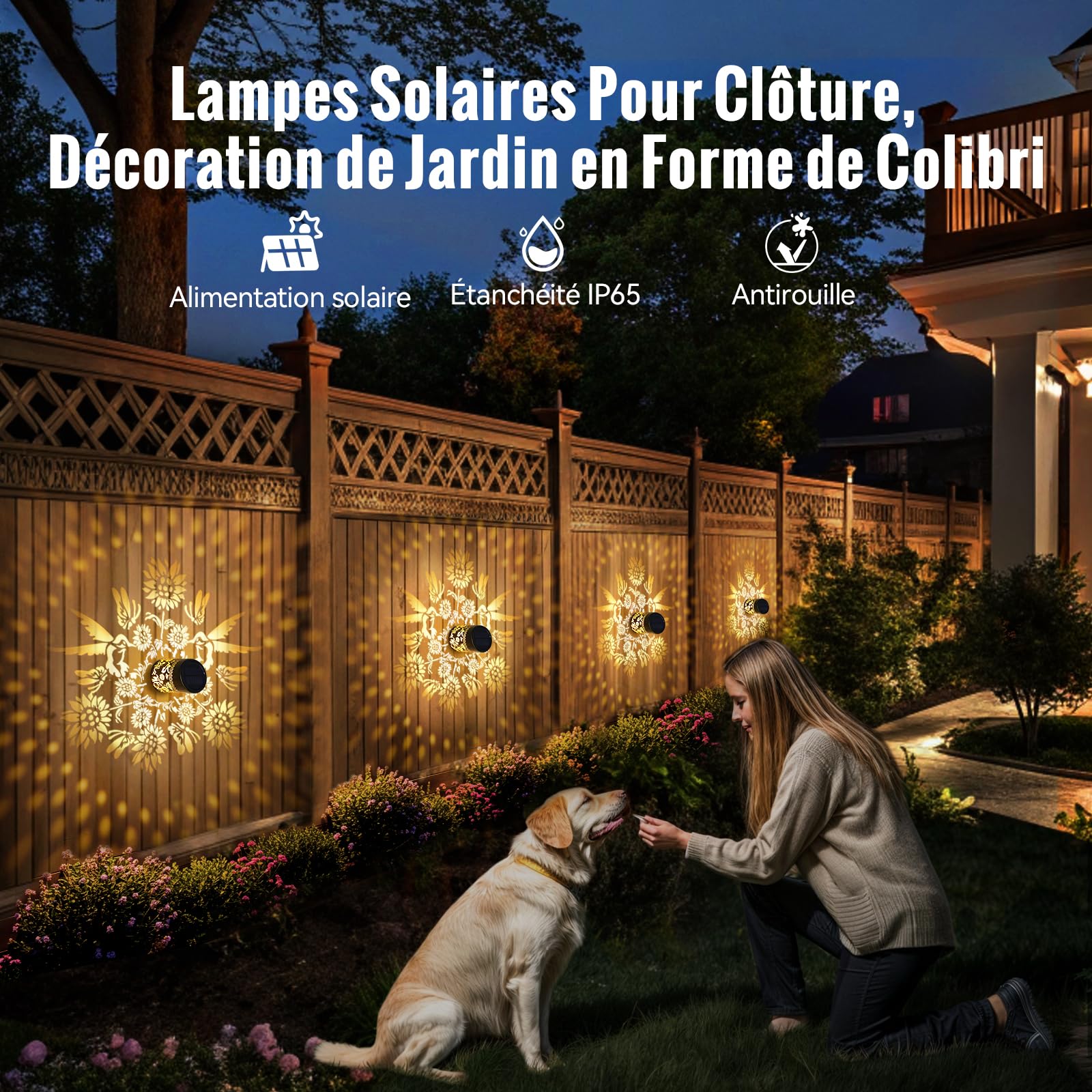 Applique Solaire Exterieur, Lot de 4 Lampe Solaire Murale Exterieur
