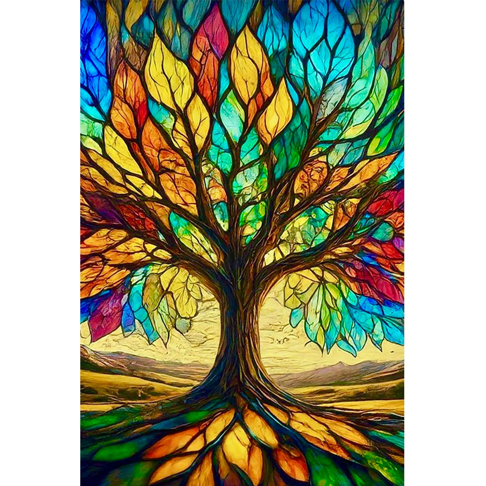 Poetrydraw Colorful Tree Of Life 5D Round Drill Diamond Art Kit 40X60cm Large Diy Painting For Adults & Beginners Home Decor