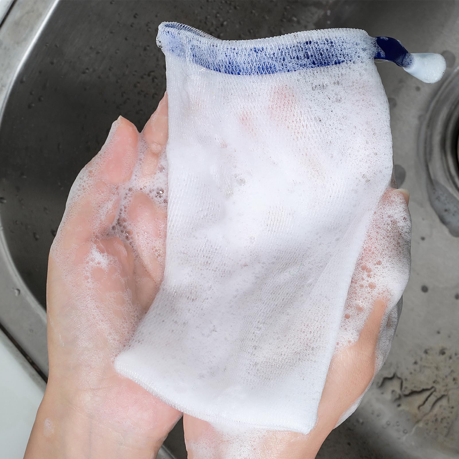 Sibba 20 pezzi in nylon per la pulizia del viso, rete di schiuma per bolle di sapone, sacchetti a rete con schiuma a bolle, per la pulizia del viso, accessori per la pulizia del viso (scelta casuale