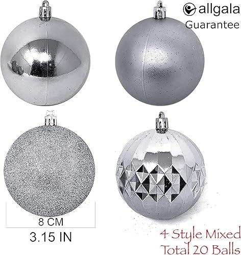 Miniatura 18 de allgala Bolas de adorno de Navidad grandes de 3 pulgadas (3.1 in) para árbol de Navidad, estilo 4 (paquete de 20, negro)