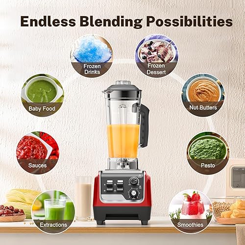 Miniatura 4 de Batidoras para cocina, potente licuadora de batidos con motor de 1800 W, 70 onzas, gran capacidad y recipientes sin BPA con taza para llevar,