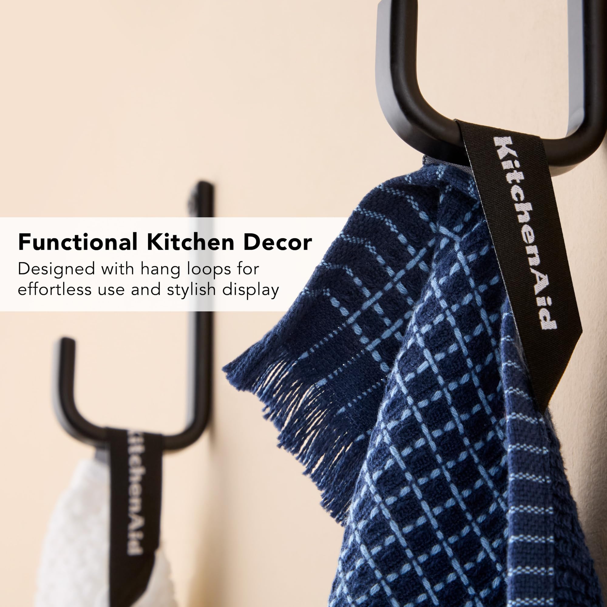 KitchenAid Gourmet Series Gridlines Küchentücher, 3er-Pack, 100% Baumwolle, saugfähig, Dunkelblau (Ink Blue), 45,7 x 71,1 cm
