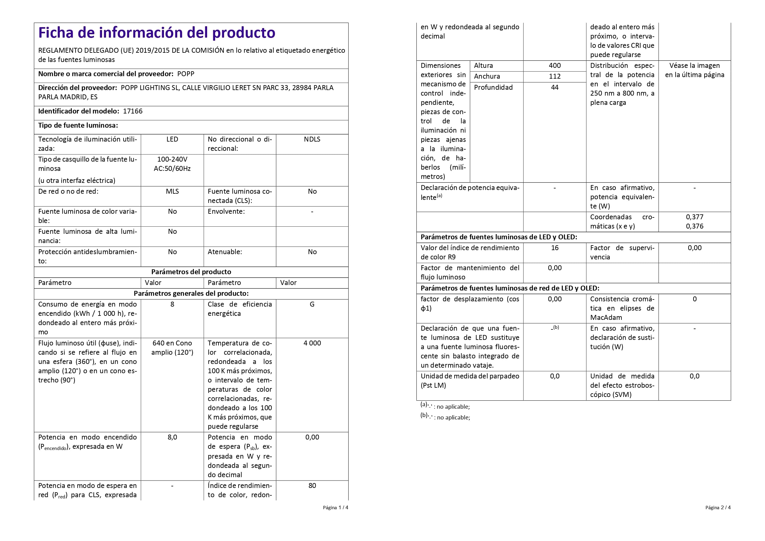 Popp- Lámpara Aplique LED de Espejo para Baño Instalación en espejos 40CM 220V 8W Luz Neutra 4000K Prueba de Agua IP44 Aluminio Cromado y PC (4000K, 8W)