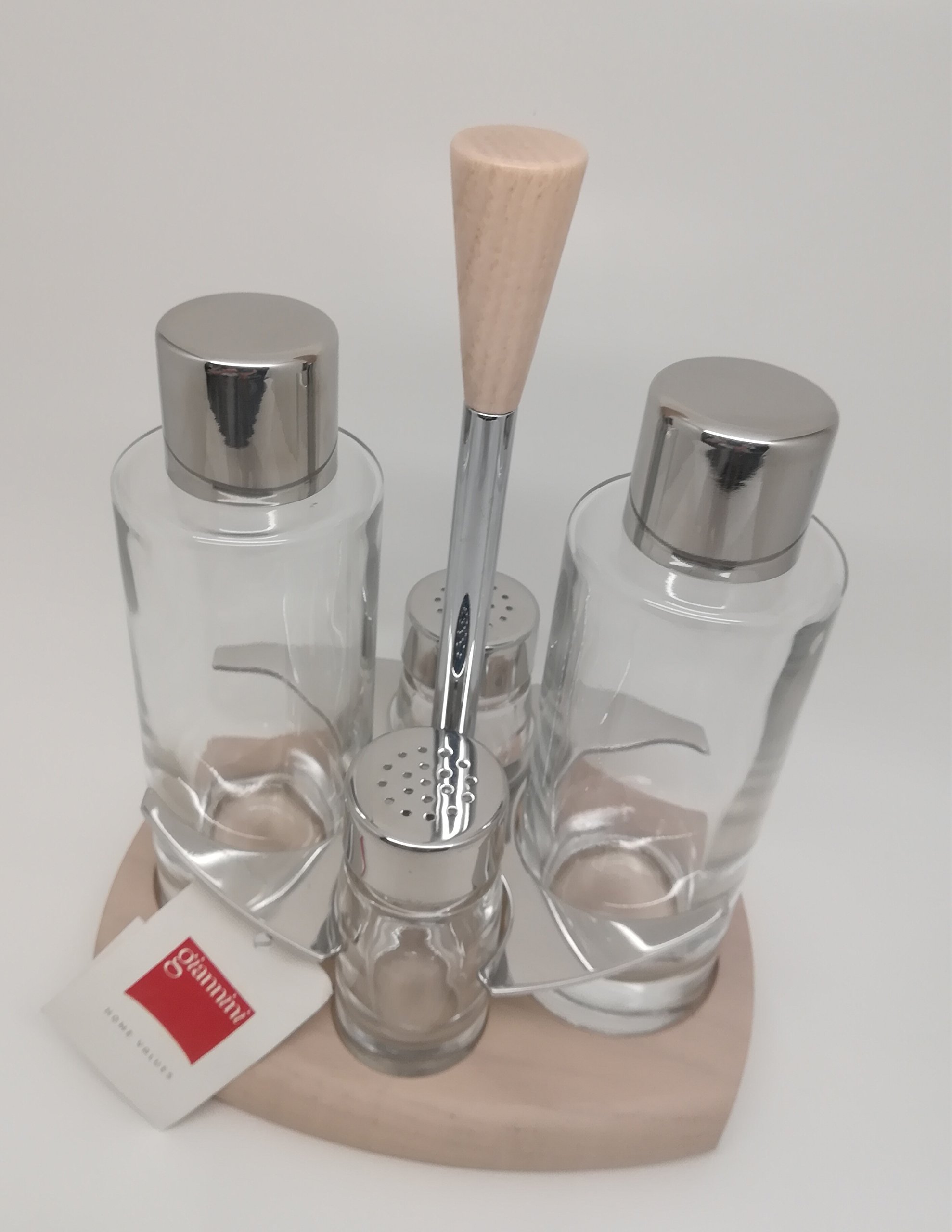 Menage Black&White, oliera 4 pz - Vetro, Legno e Acciaio Inox 18/10