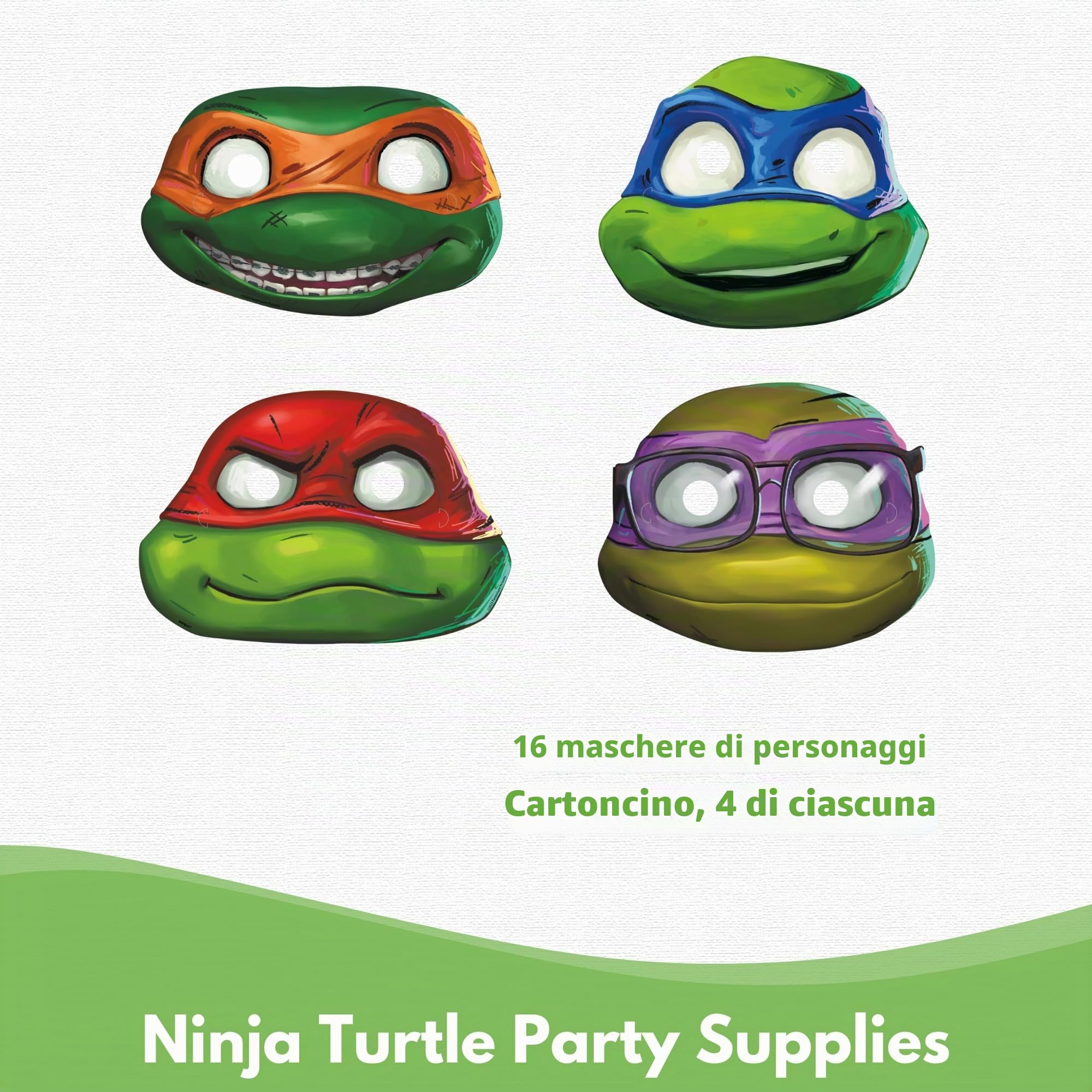 TMNT Mutant Mutant Mayhem Movie - Decorazioni per feste con tartarughe ninja, 16 ospiti, piatti e tovaglioli, tovaglia, striscione, Tartarughe Ninja