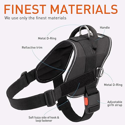 Miniatura 5 de Dean & Tyler DT Arnés de neopreno naranja para perro con asa y ribete reflectante (negro, circunferencia de 32 a 42 pulgadas (L))