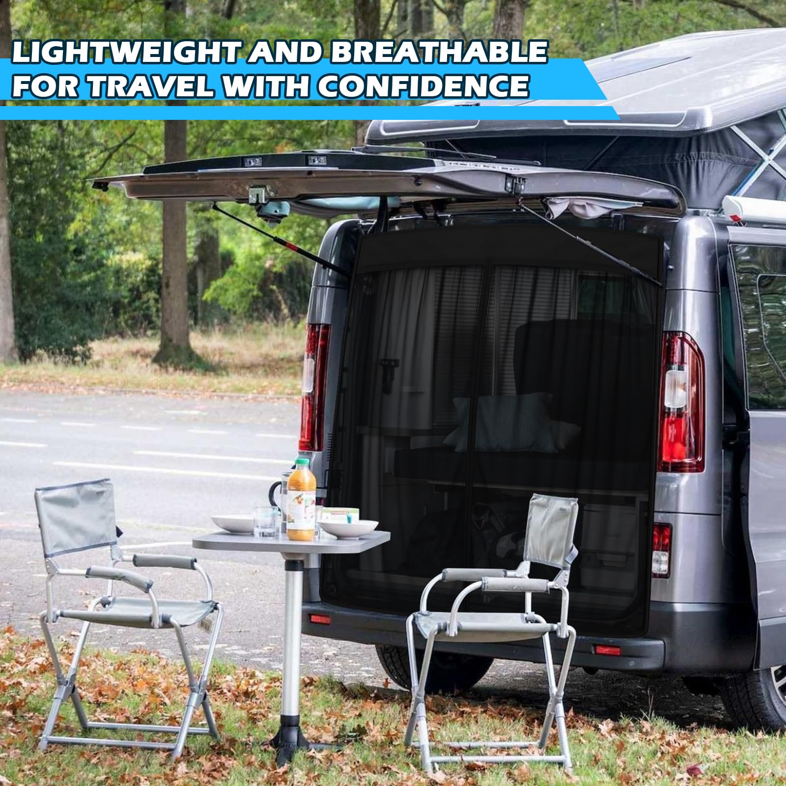 Roadtime Mosquitera magnética para Opel/Vauxhall Vivaro 19-25 portón Trasero,Red de Protección contra Insectos de una Sola Capa,Ventilación,Red de Sombra para Camping(H 160 * 190cm W)