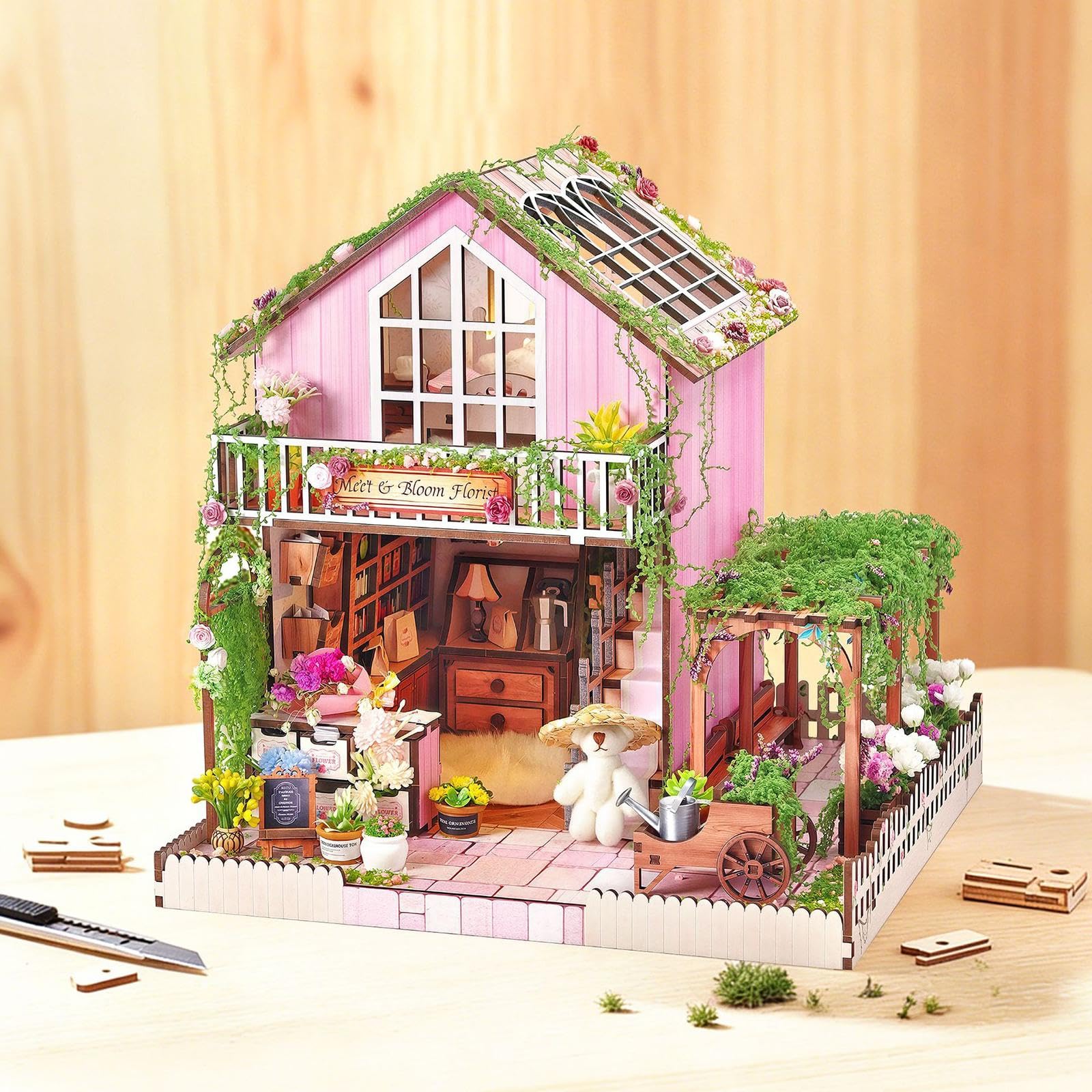 Kit in Miniatura Fai da Te per Casa delle Bambole, con Mobili, Hobby Fai da Te, Lavori in Legno, Giocattoli, Decorazione da Scrivania, Mini