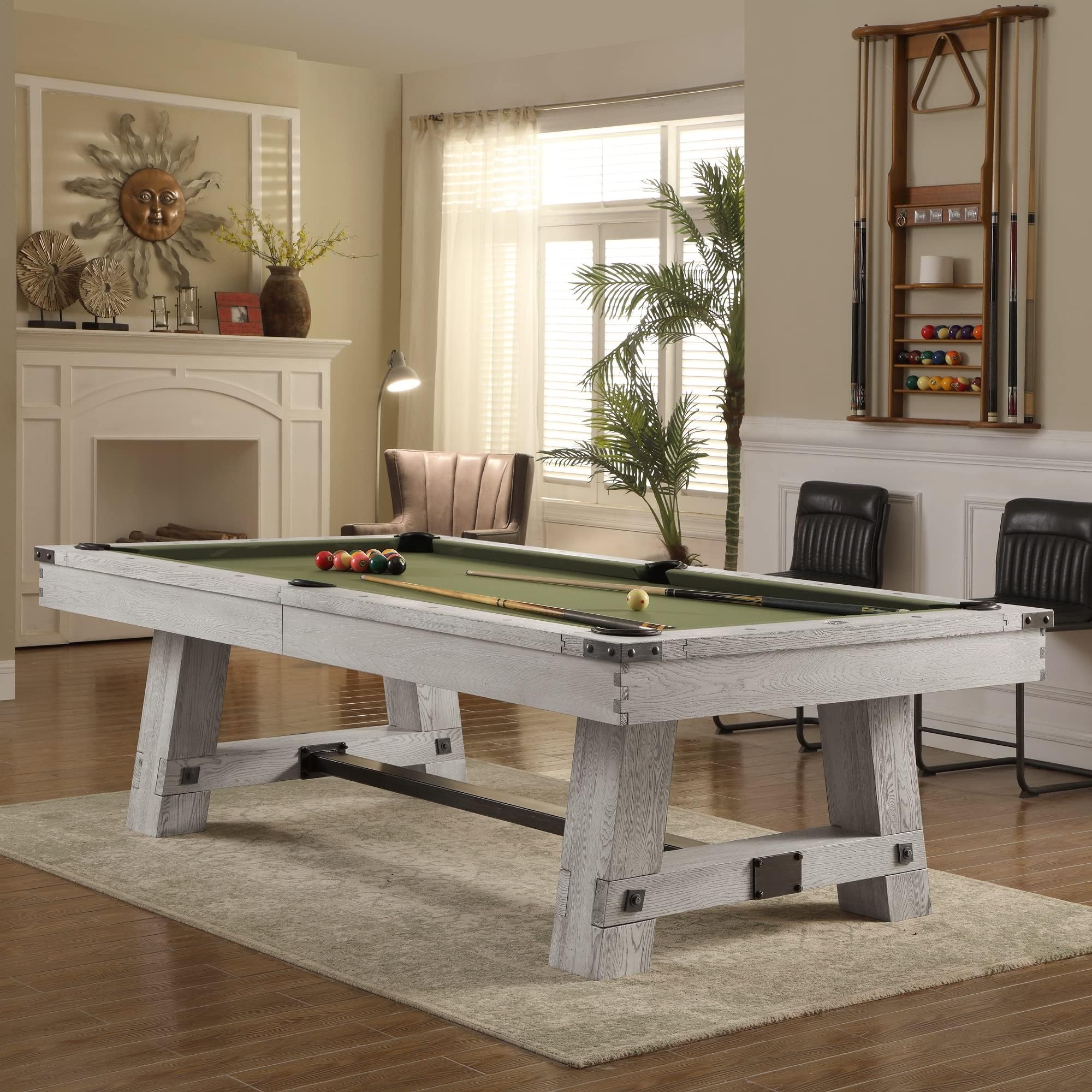 Playcraft Yukon River Slate Pool Table - Billiard Tables with Hardwood & 3pc Slate System - Perfect for Game Room, Office or Dens - 25 Cloth Colors - 7 Foot and 8 Foot Sizes