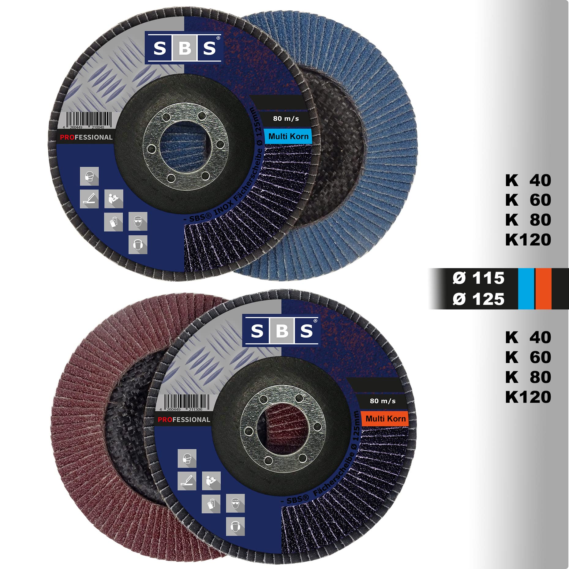 SBS Rondella con venature 125 mm Grana 60/grani Blu