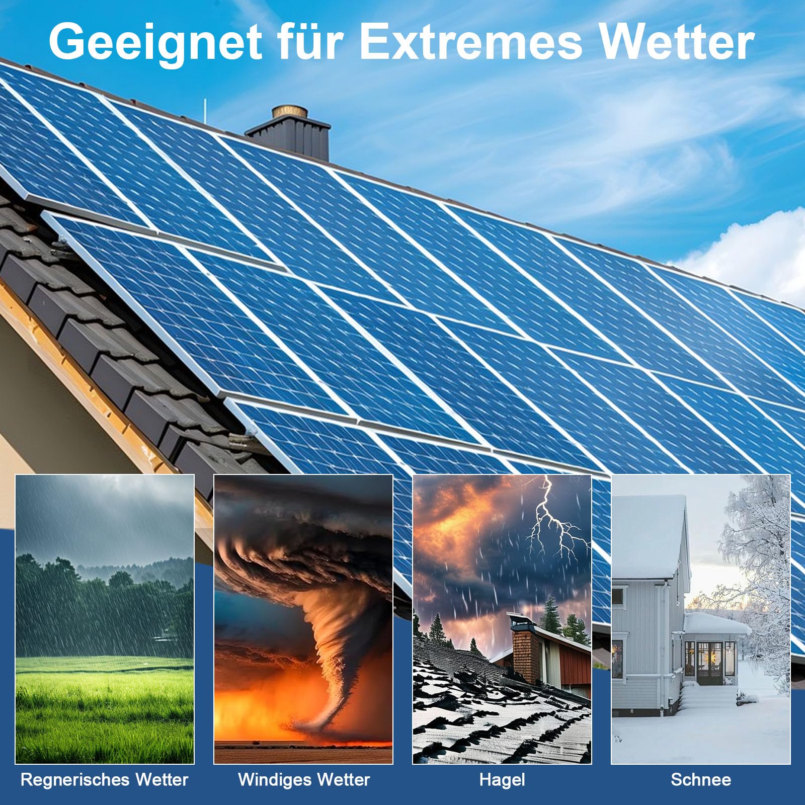 4 Stück Solar Balkonkraftwerk Halterung Balkon Haken Set, Verstellbare Balkonhalterung für Solarmodule, Solarpanel Halterung Kein Bohren Erforderlich für Solarmodul Runde Eckig Balkongelände